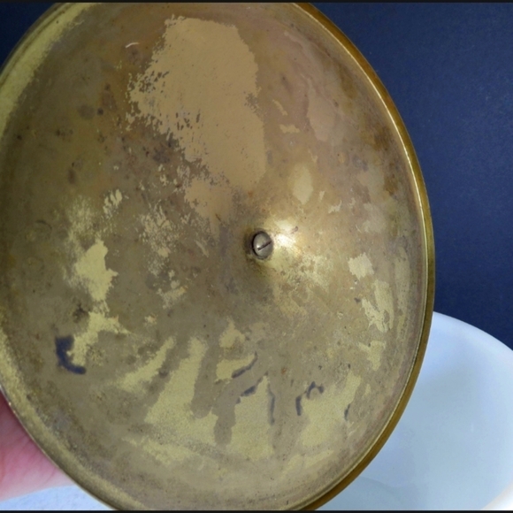 Rare Fire King Serving Bowl with Brass Lid & Tureen Style Warming Stand - Picture 5 of 12